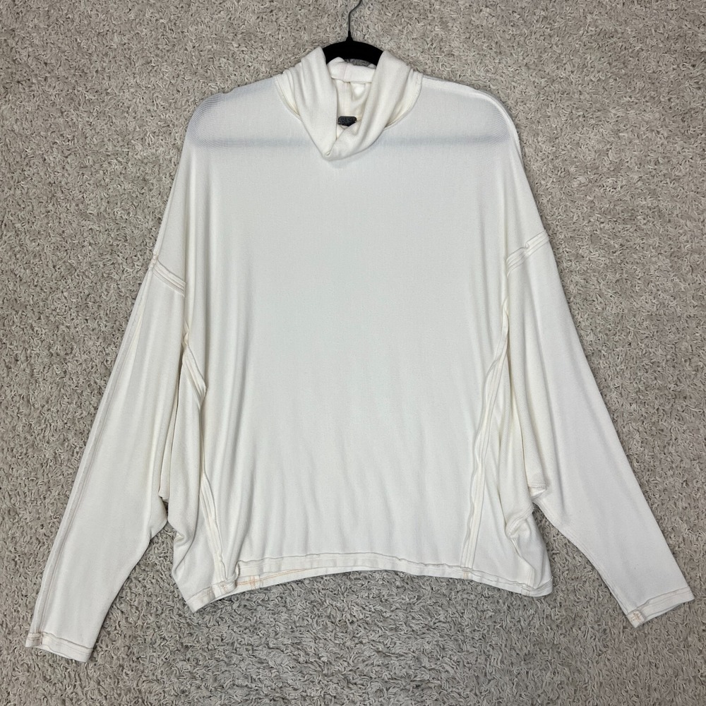 We The Free Oversized Tee Womens Medium White Cowl Neck Long Sleeve Lounge